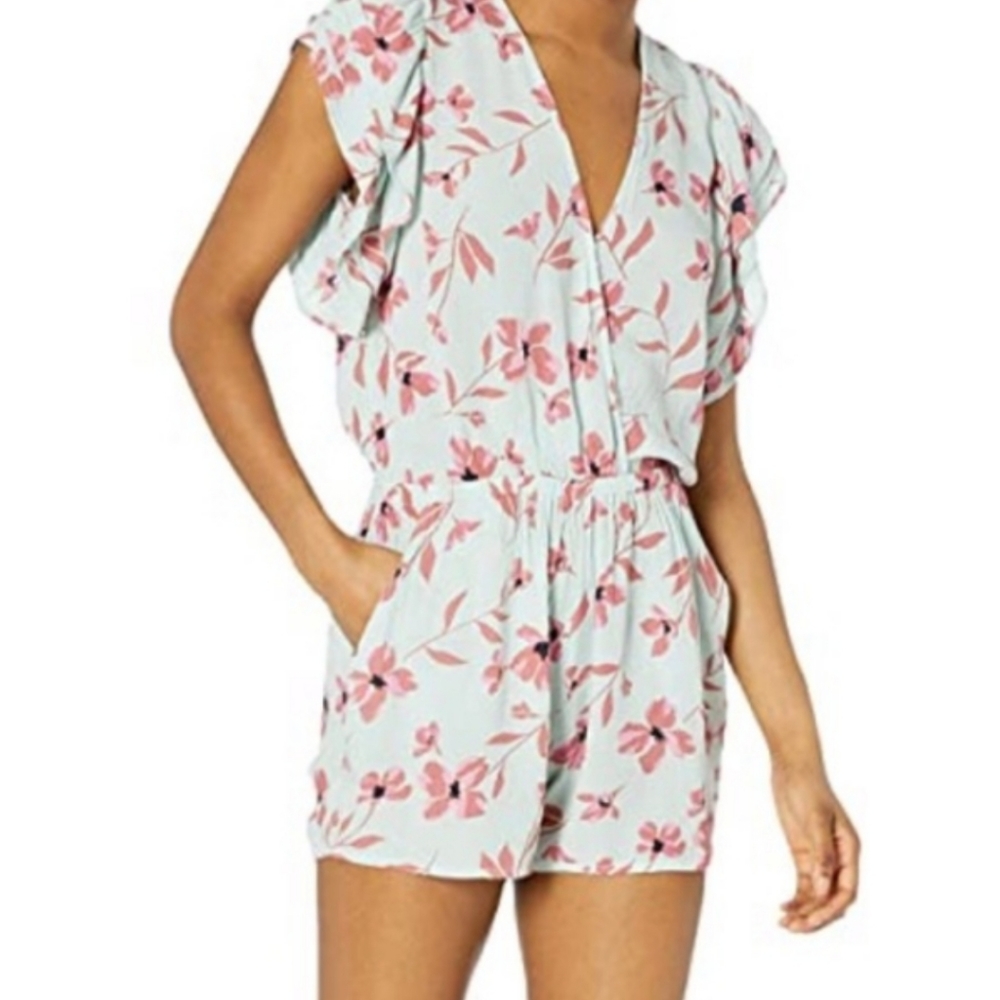 Billabong blue and pink floral romper